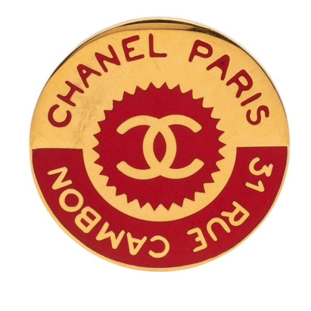 シャネル 31 RUE CAMBON ル カンボン ココマーク ブローチ ゴールド レッド メッキ レディース CHANEL 【中古】