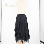 社交ダンス 衣装 スカート ブラック系 チャコット Chacott 黒 無地 シンプル レッスン 練習 オールブラック フリル 上品 ダンス衣装 透け感 かわいい 日本製
