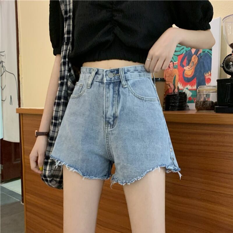 ジーンズ ショーツ サマーハイウェストウェストスリムルーズレッドAラインパンツ 夏物 ブルマー 1号婦人56526674020