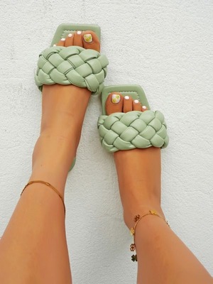 knitting low-heel square-toe sandal 9color【NINE-S6240】