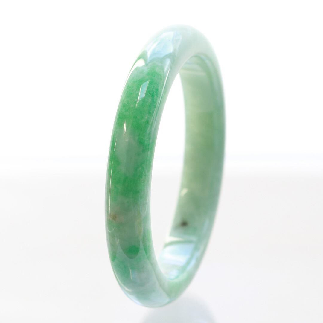 内径 約58.5mm 】重厚感ある翡翠のバングル komaru/ green A貨翡翠