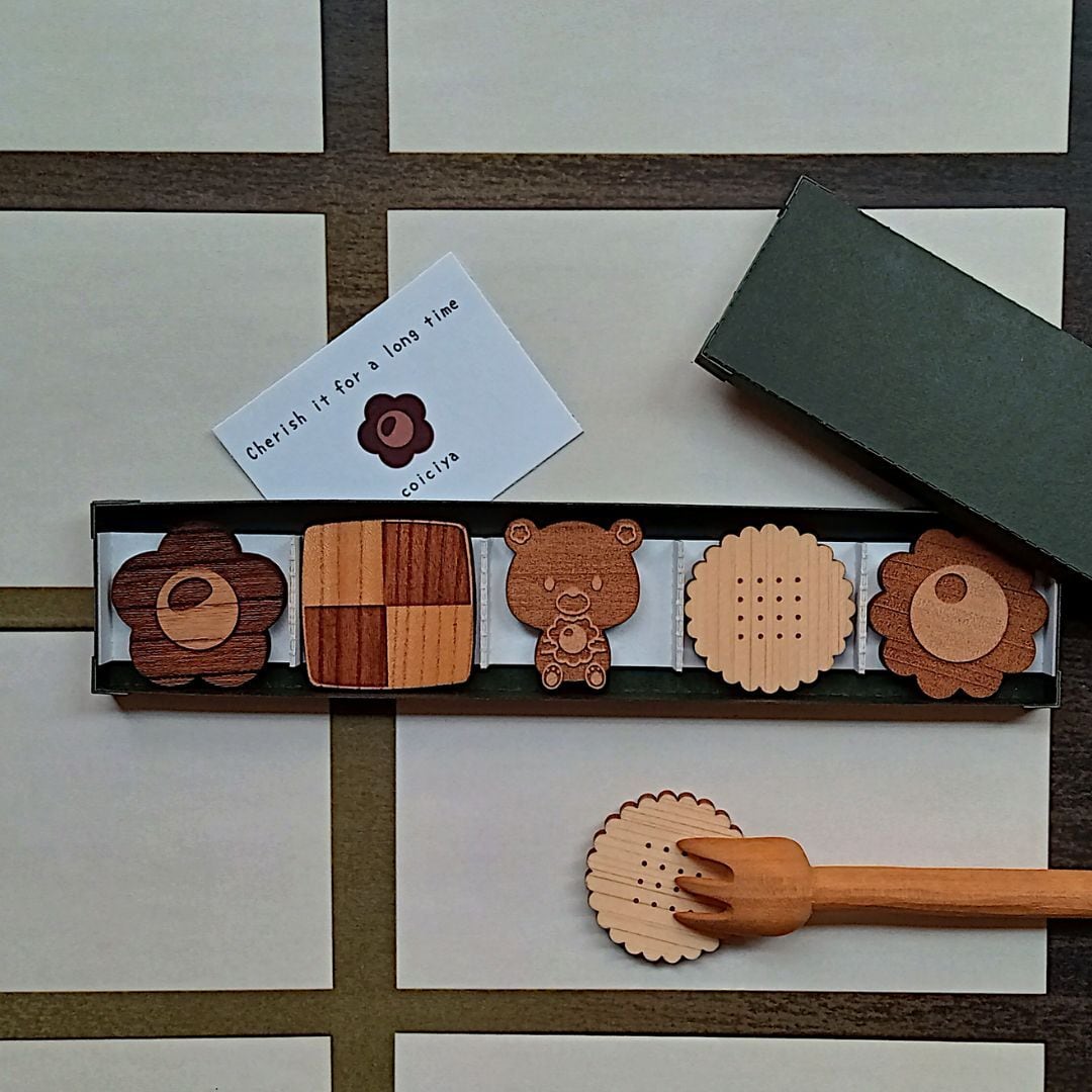 クッキーお箸置きセット(無塗装) coiciya × SUNNY PAINT