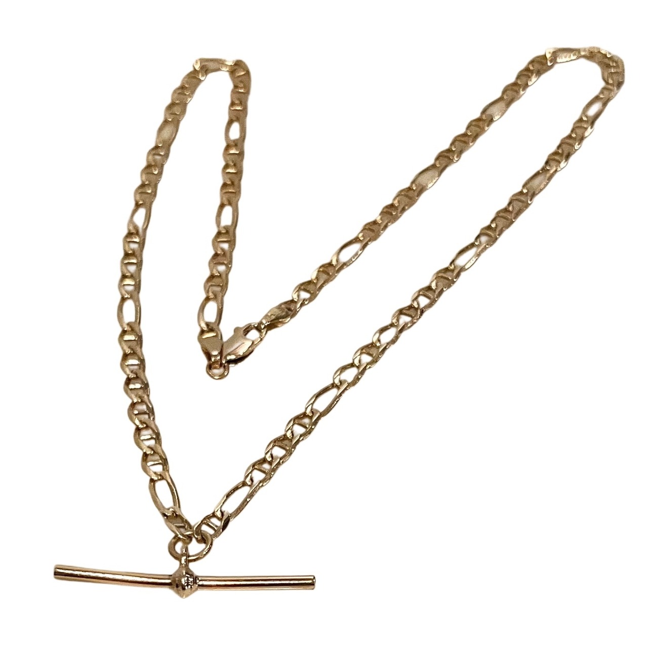 vintage 9ct gold chain necklace with T-bar