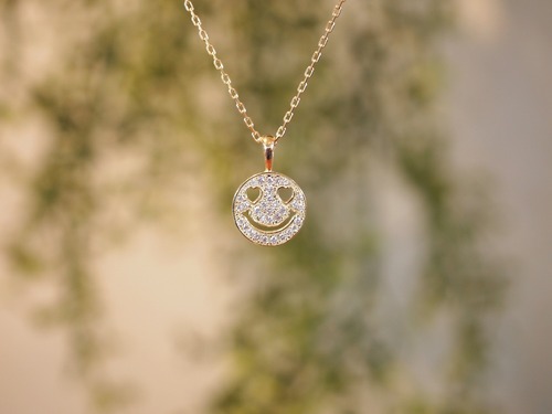 K18YG / ♡ Diamond smile necklace
