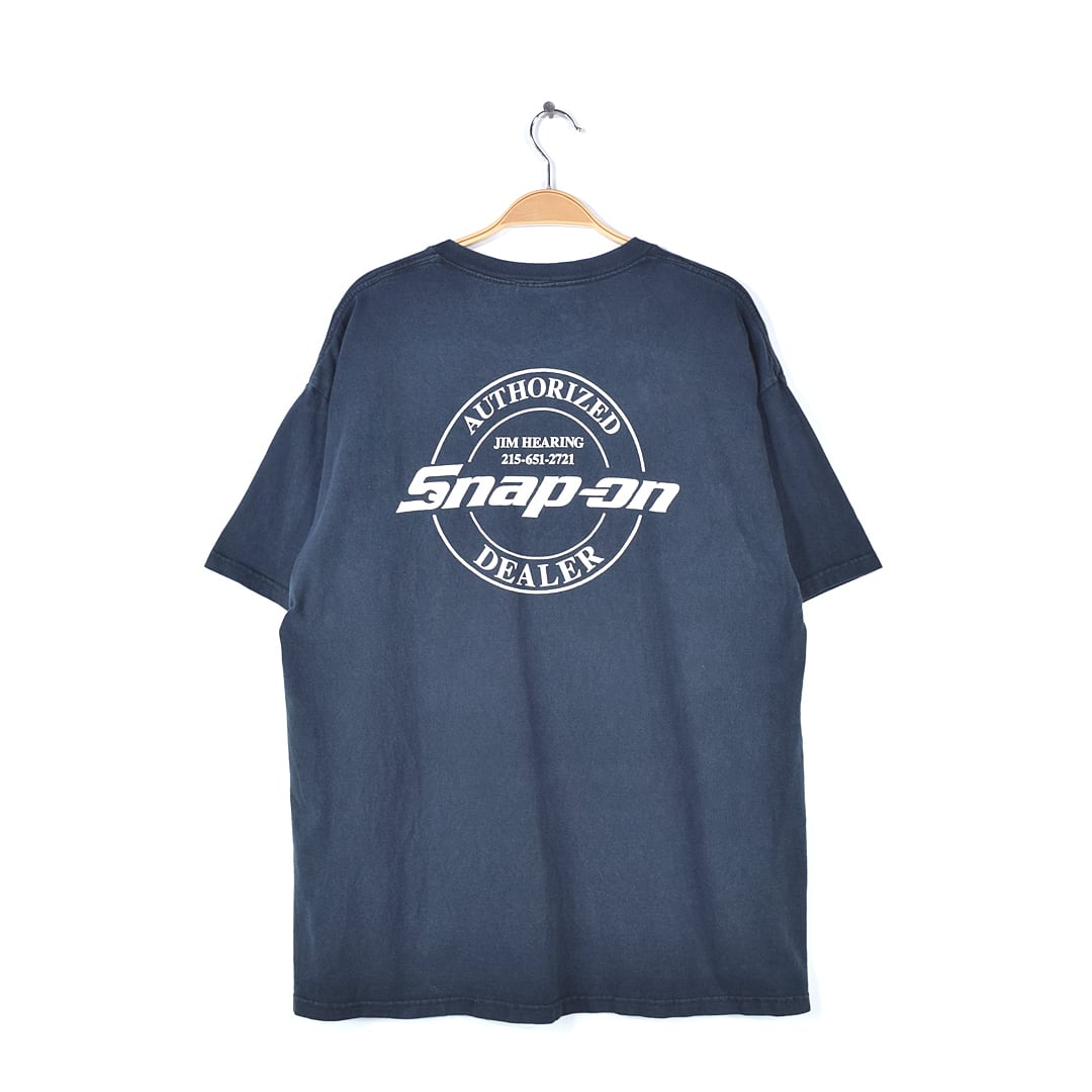 スナッポン 企業系 工具ツール Tシャツ ポケットT ポケT 黒 ブラック SNAP ON フルーツオブザルーム メンズXL 古着 @BZ0328