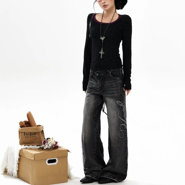 two-tone neck dot sheer tee　バイカラーネックドットシアーティー　J2120