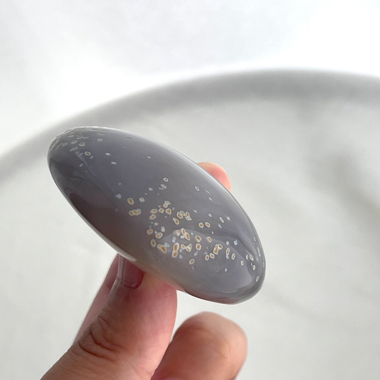 ドゥルージー笑口アゲート*ハート*250822-01*天然石*置き物*インテリアストーン