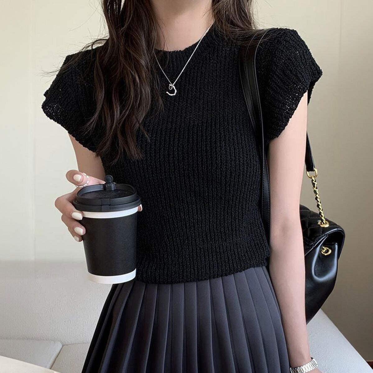 フレンチスリーブ ニット 透かし編み レディース 春夏 韓国 透け感 涼しい おしゃれ きれいめ 大人 かわいい カジュアル シンプル ローゲージニット サマーニット 上品 清楚 大人可愛い 大人女子