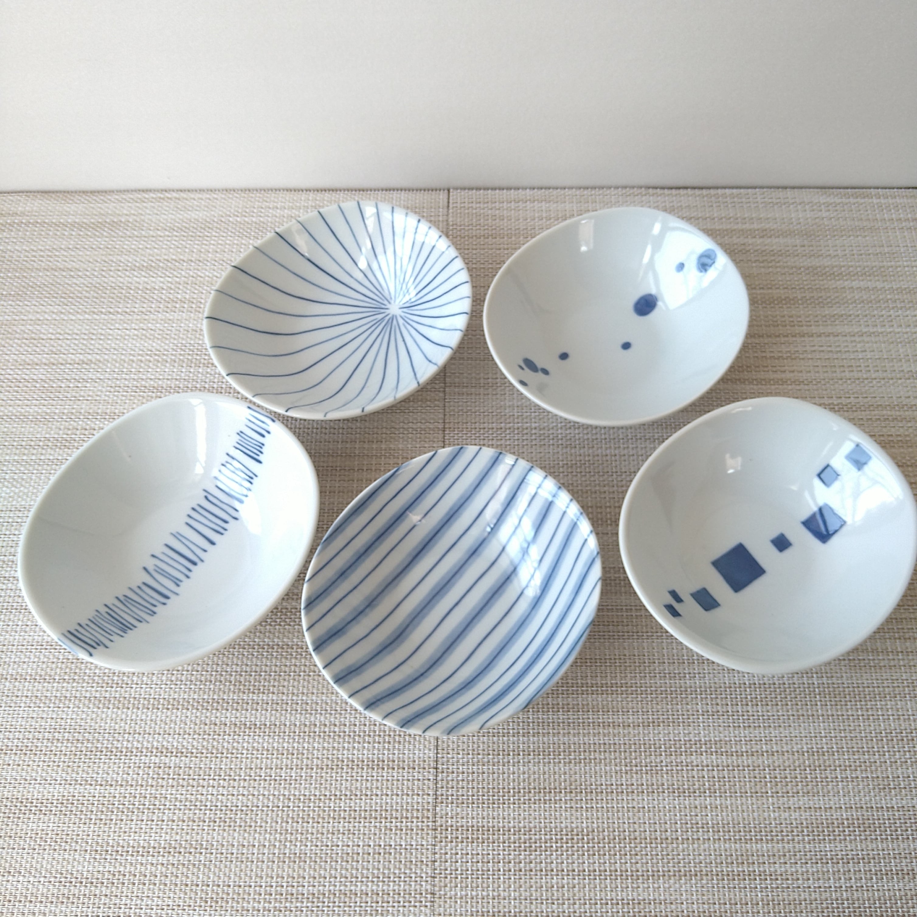 5枚組】新品 日本製 美濃焼 清秀 染付 楕円小付 セット 和モダン 5枚組】新品 日本製 美濃焼 清秀 染付 楕円小付 セット 和モダン