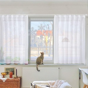 【特価処分】Topfinel レースカーテン UVカット 無地 幅150ｘ丈130cm 1枚り ホワイト （全7サイズ5色）