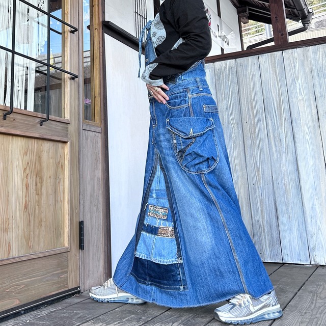 デニムリメイクジャンバースカート