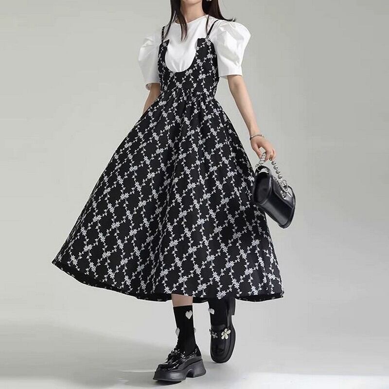 サスペンダーワンピース×シャツ セットアップ A0154