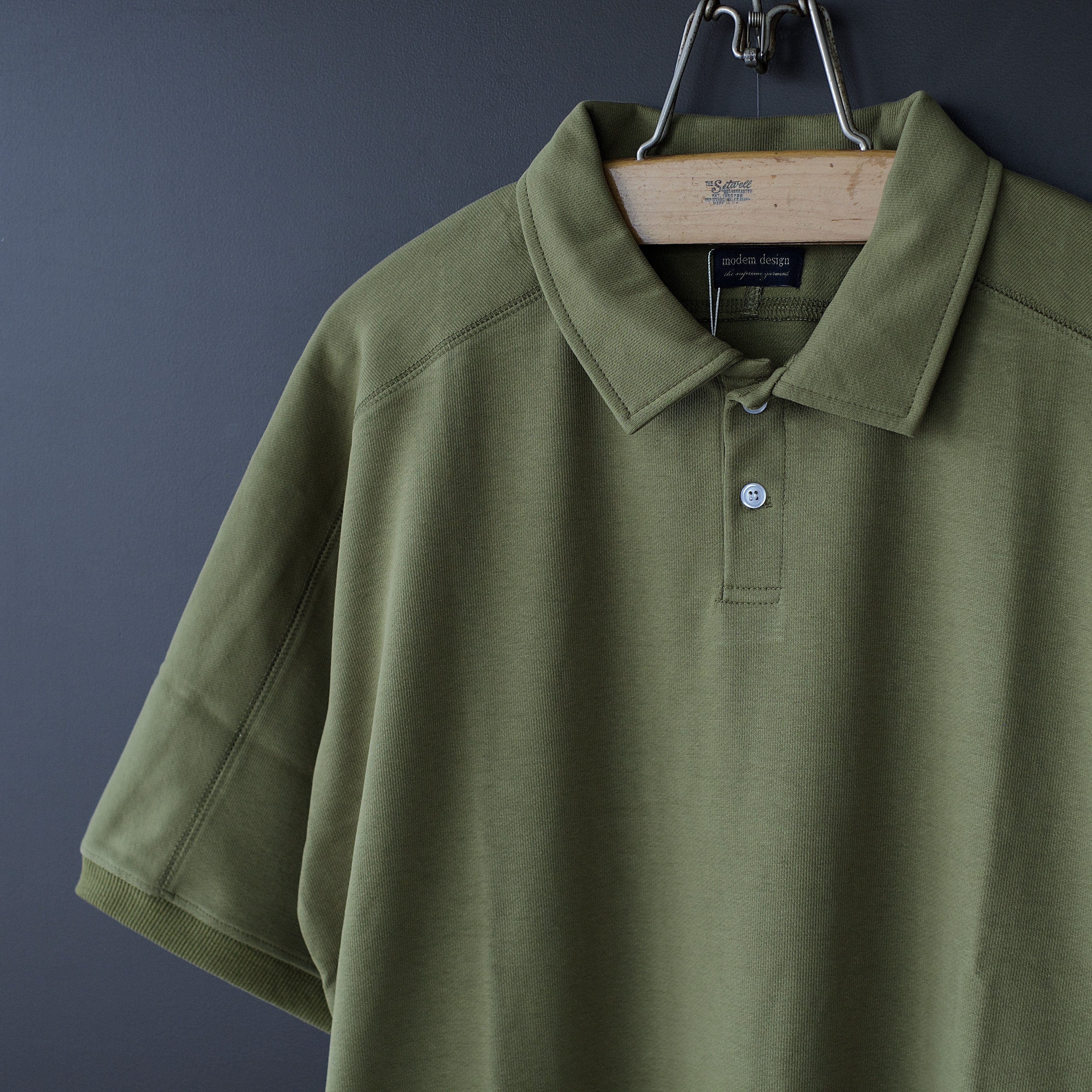 modem design】heavy weight polo shirt (olive) dros dro