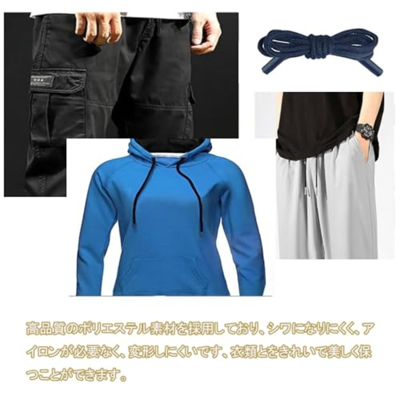 BTtime コード 紐 パンツ ズボンロープ 5mm幅 10本入り スポーツパンツベルトロープ 服飾り 巾着 紐 パンツ ポロシャツ 交換用 手作り DIY材料 アクセサリー (濃紺色)