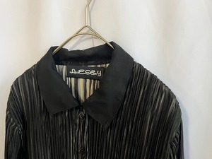 Feather pleated vintage long sleeve blouse