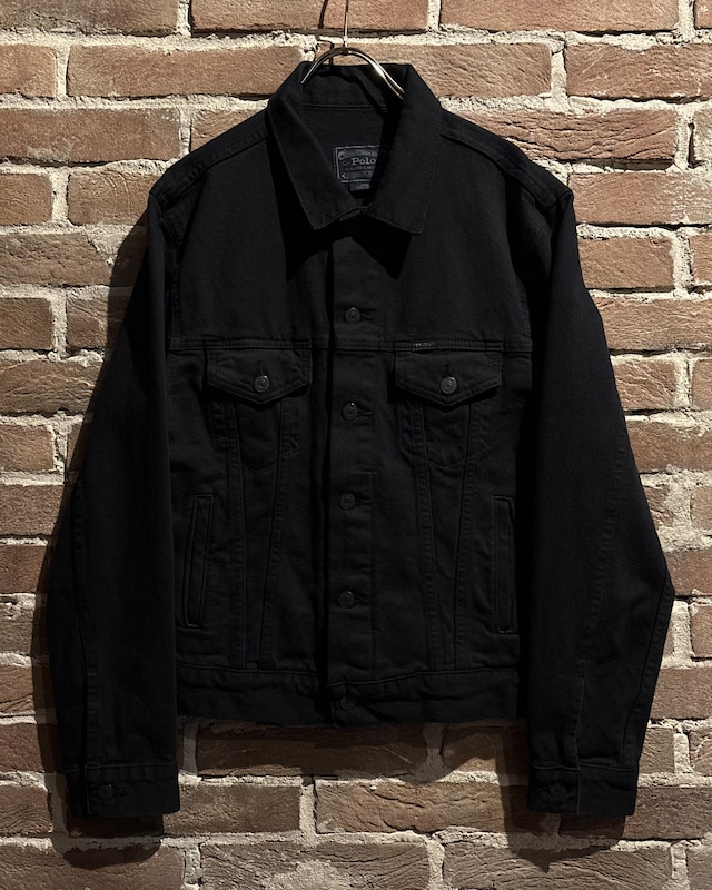 【Caka act3】“Polo Ralph Lauren” Rare Black Color Denim Tracker Jacket