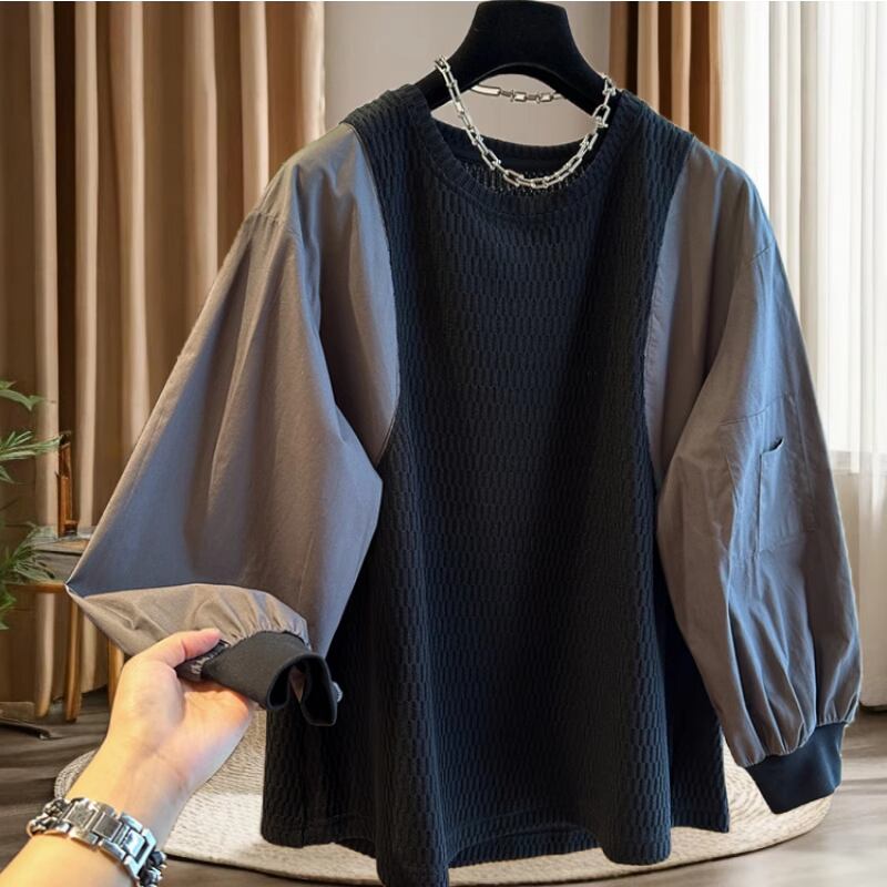 重ね着風ドロップショルダースシャツ E00403