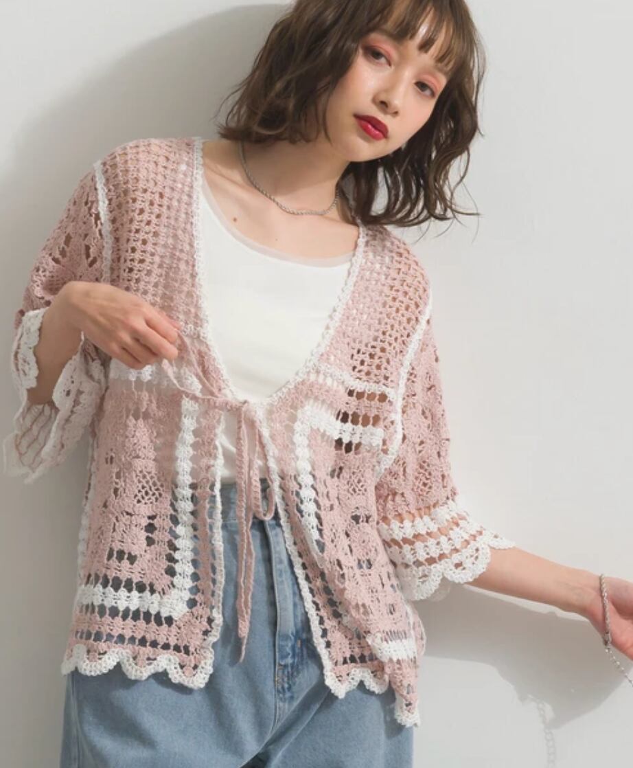 ナンバーミーTOKYO" CLOCHE KNIT CARDIGAN"PINK