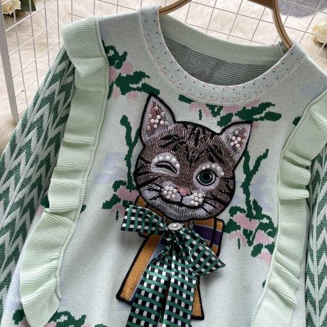 キャットハーフハイカラーモードトップス