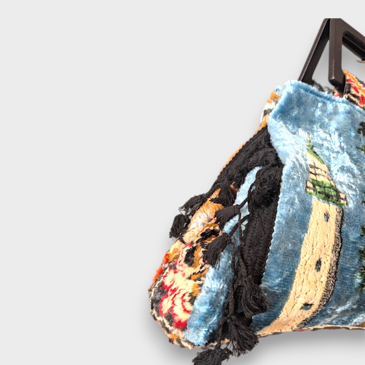 Vintage Tapestry Convertible Side Tassel Bag – Coastal Scene