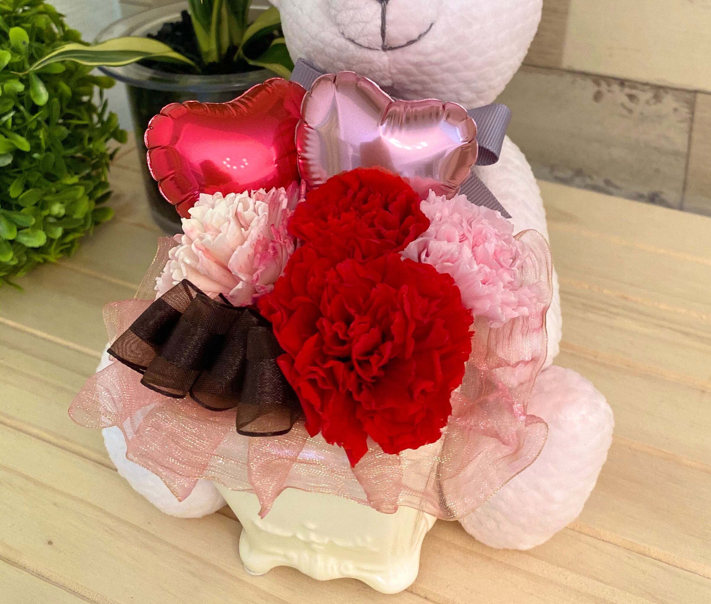 テディベアとプリザーブドフラワー テディベア プリザーブドフラワーギフト | フラワーギフトRabbitFlower