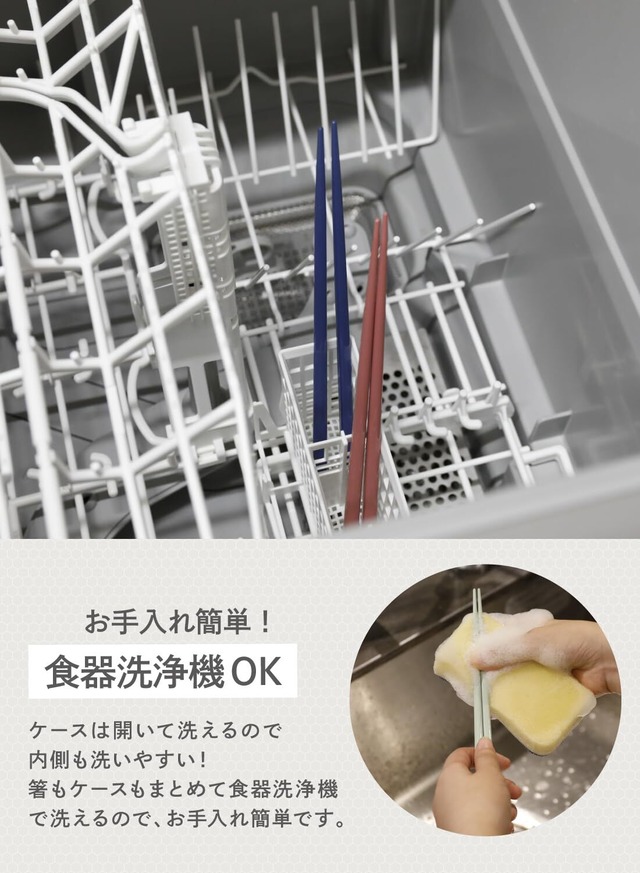 シービージャパン 箸 [ケース付き] 抗菌仕様 グリーン 食洗機対応 弁当用箸 20.5cm カチャカチャ鳴らない 出し入れしやすい専用ケース 天然木 塗り箸 DSK