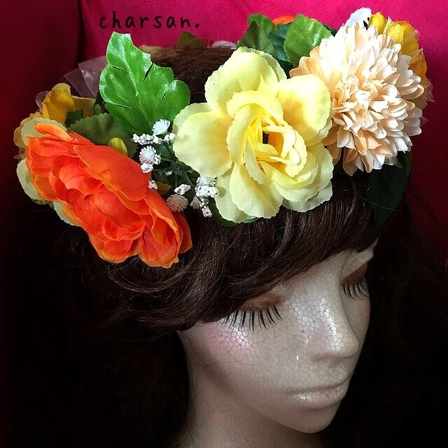 【完全受注制作/カラー変更可】ふわふわ花かんむり | ~Hand made accessorys shop~ *charsan. powered by  BASE