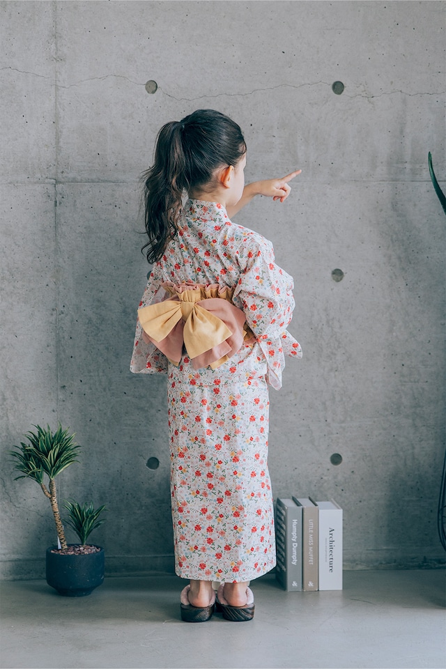 【3点set】YUKATA long dress〈pink flower〉