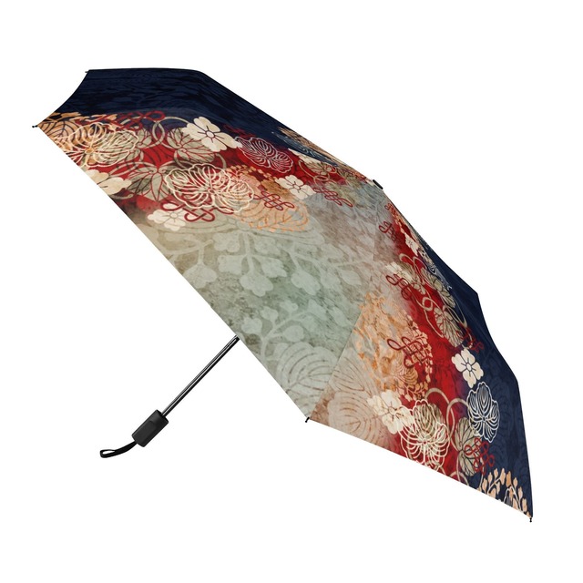 和紋様装飾　藍虹　和柄折り畳み傘　晴雨兼用傘