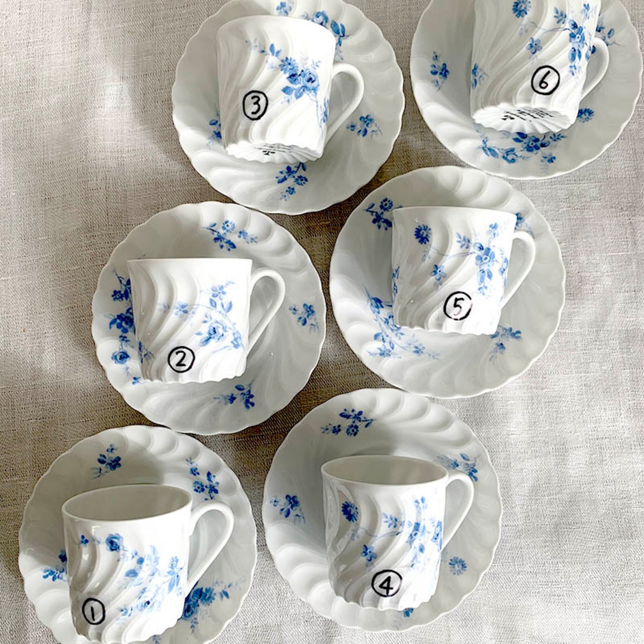 リモージュ Tharaud コーヒーカップ ソーサー ブルー花模様