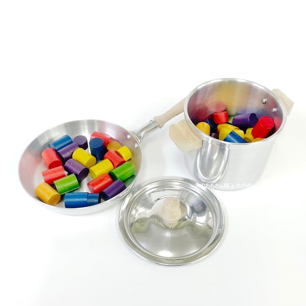 ニック ままごと 木の取っ手なべ 木製キッチンツールセット 竹製