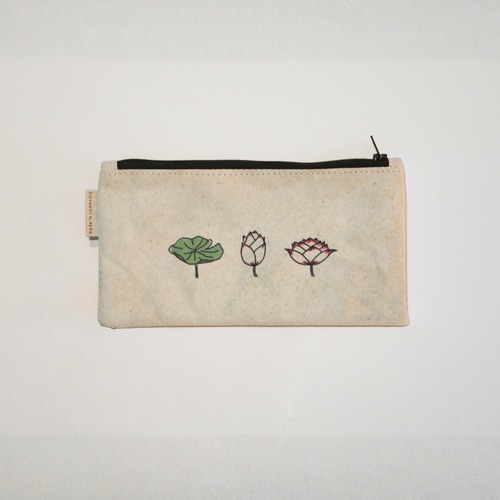 Ashi｜亜紙 Flat Pouch M＊Lotus×Apsara Dance 紙ポーチ バナナ ハンドメイド