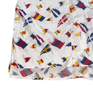 Pennant print open collar cotton shirt