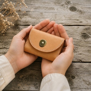 【受注製作】本革お札を折らないホックミニ財布