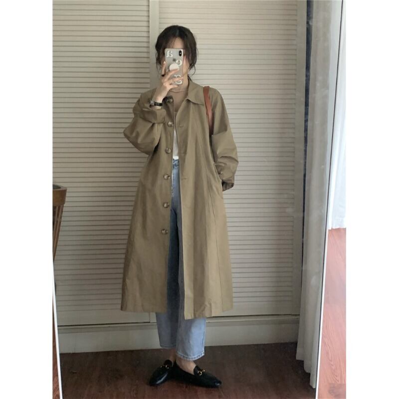 スタイルロングルーズ薄手ジャケット カーキコート YY-ファッション16080024100