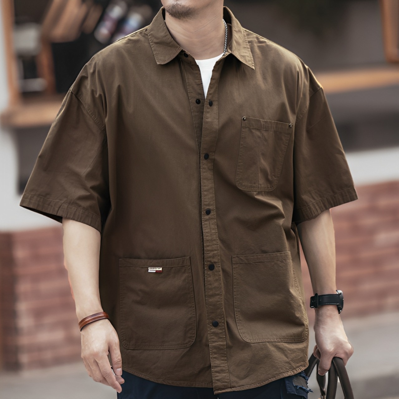 Button-Down Regular Collar Work Shirt ◇ H0277