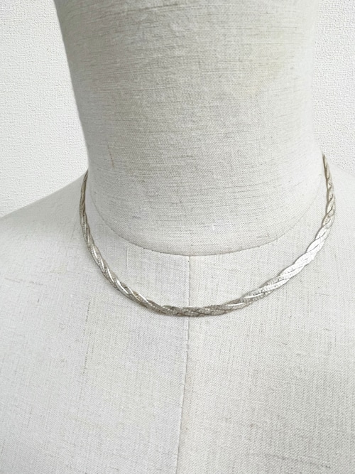 Vintage 925 Silver Braided Snake Chain Necklace Made In Italy