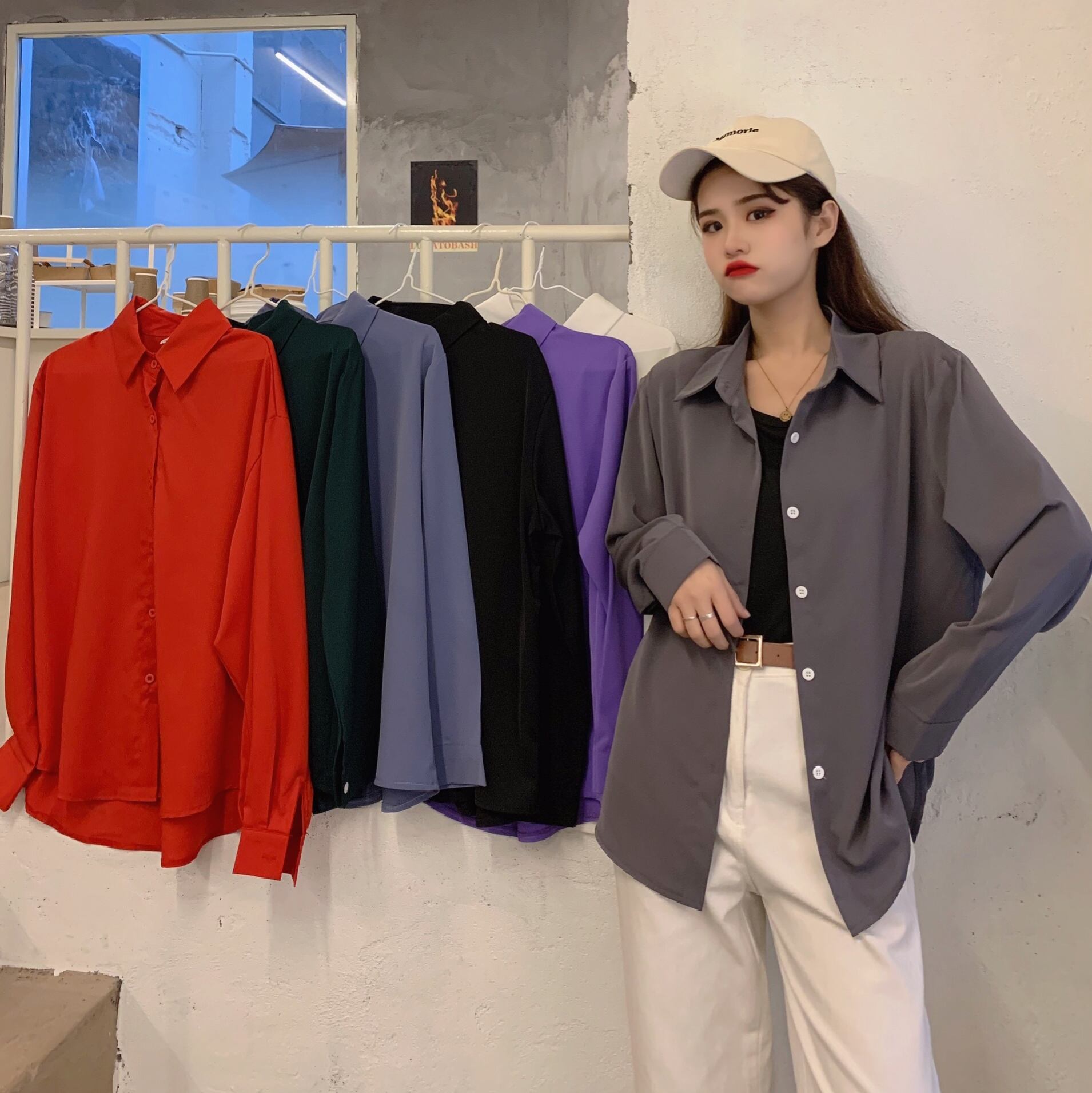 オータムホワイトシャツ スプリングトップス ロング 大人ガーリー スウィート キュート カジュアル 春物 秋物 1号婦人5783348036