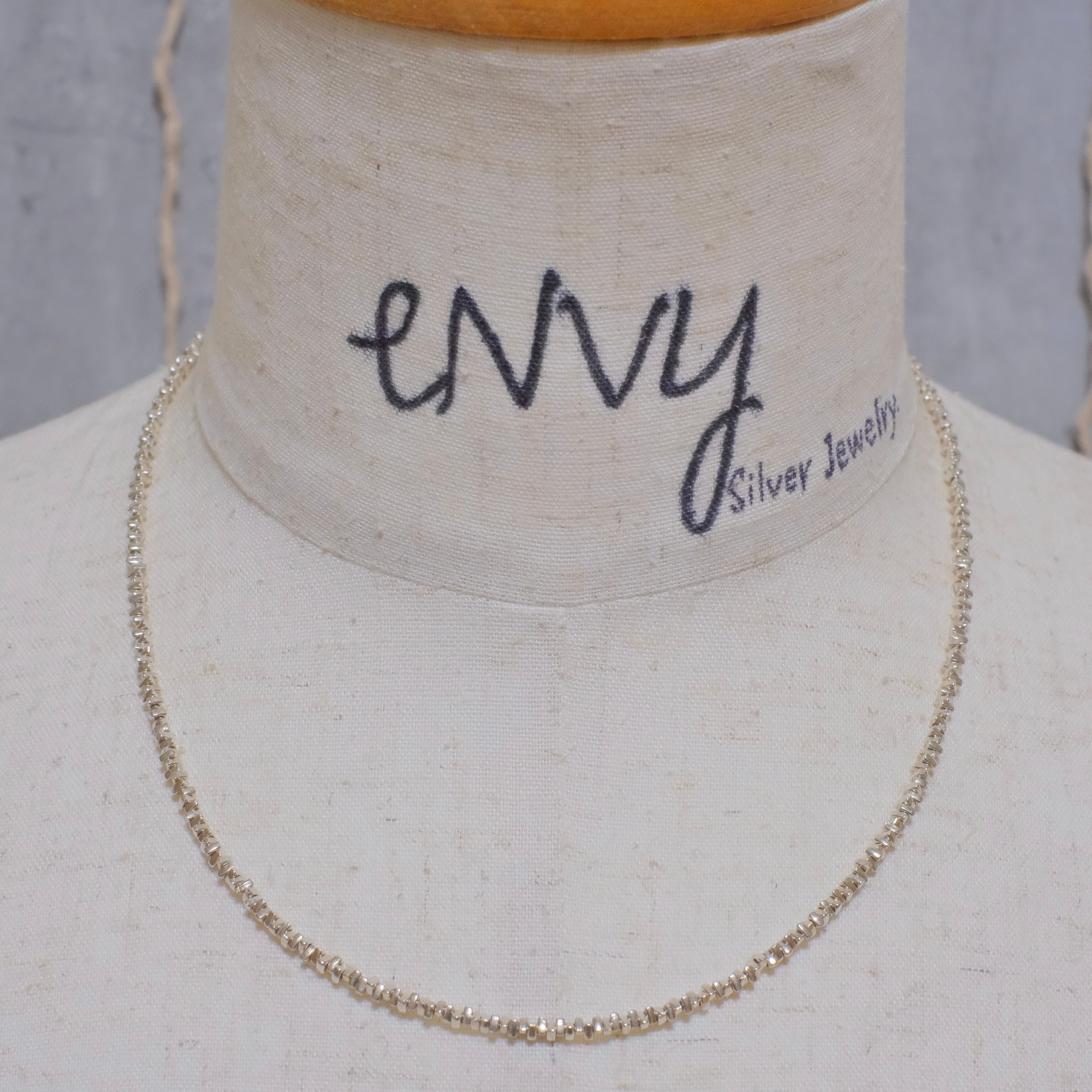 シルバー925 Silver ストーンデザインネックレス/軽研磨仕上げ/50cm