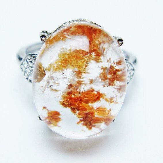 ガーデンクォーツ 指輪 ガーデン水晶 リング フリーサイズ 16号 一点物 メール便可 [M便 1/20] 115-6883