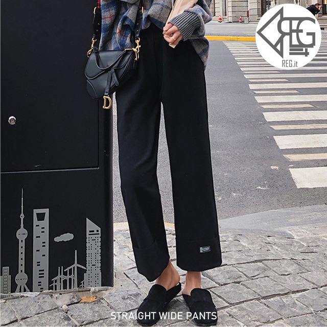 【REGIT】【即納】STRAIGHT WIDE PANTS  韓国ファッション パンツ アンクル丈 冬用パンツ おしゃれ かわいい F/W