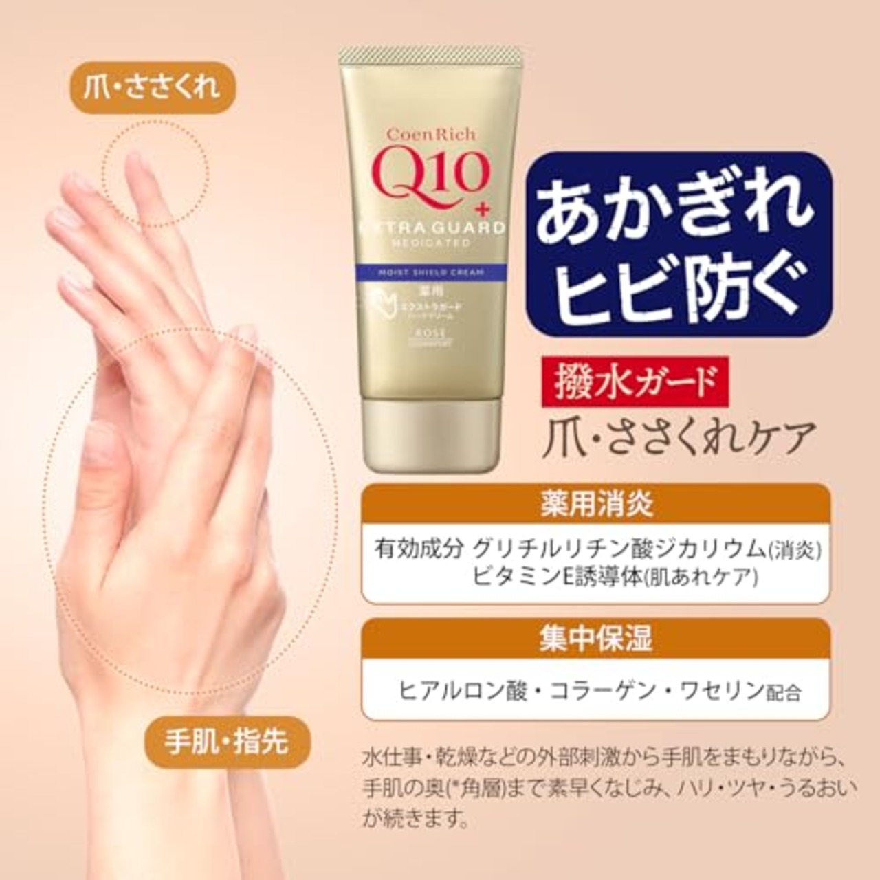 【医薬部外品】コエンリッチ 薬用エクストラガード ハンドクリーム 撥水ガード ヒビ あかぎれ Q10 手荒れ べたつかない 80g