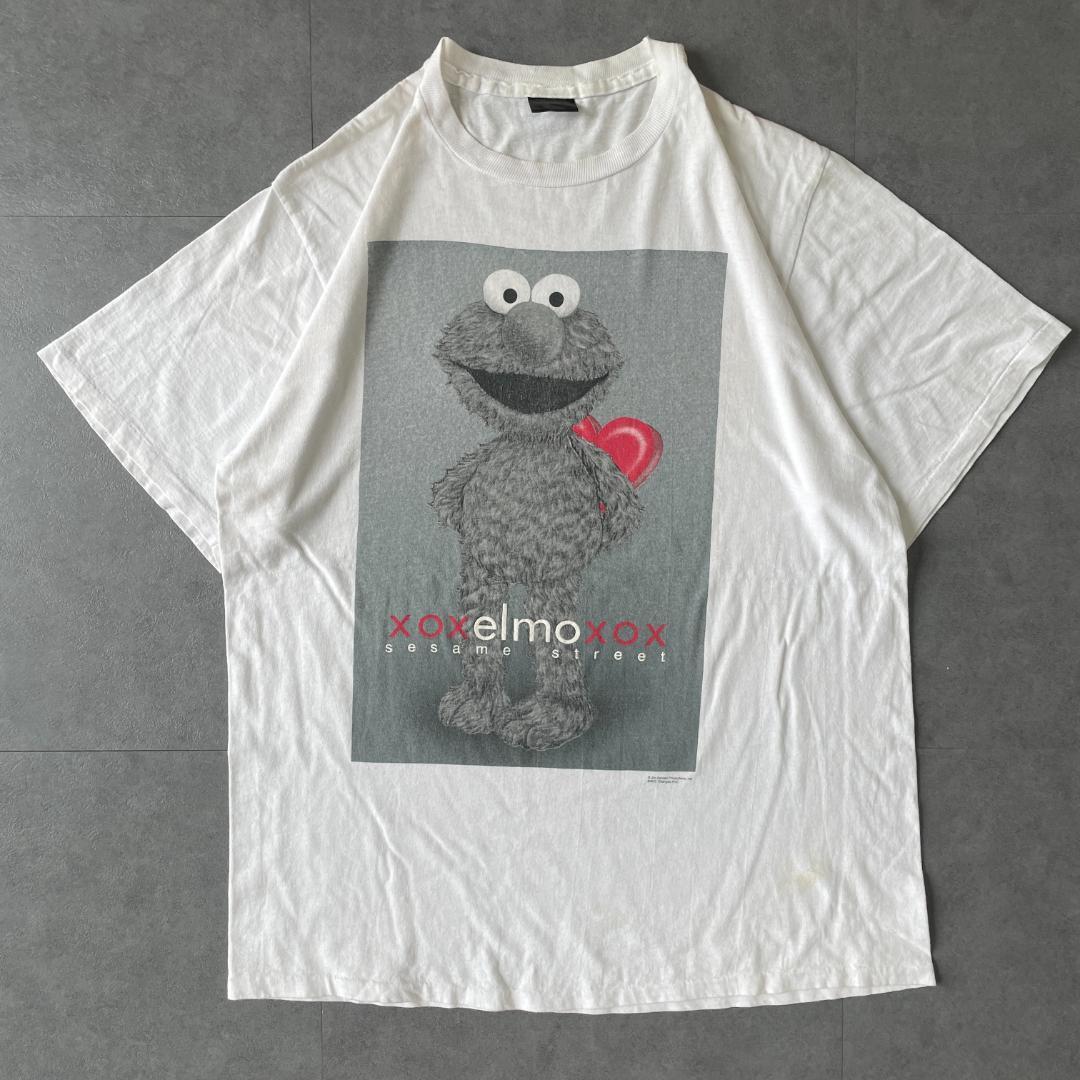GF690 Tシャツ エルモ elmo セサミストリート 90s 白T アニメ 