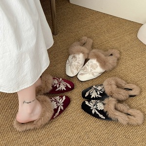 刺繍フラワー×ふわもこファー　チャイナスリッポン　3カラー　YS00197