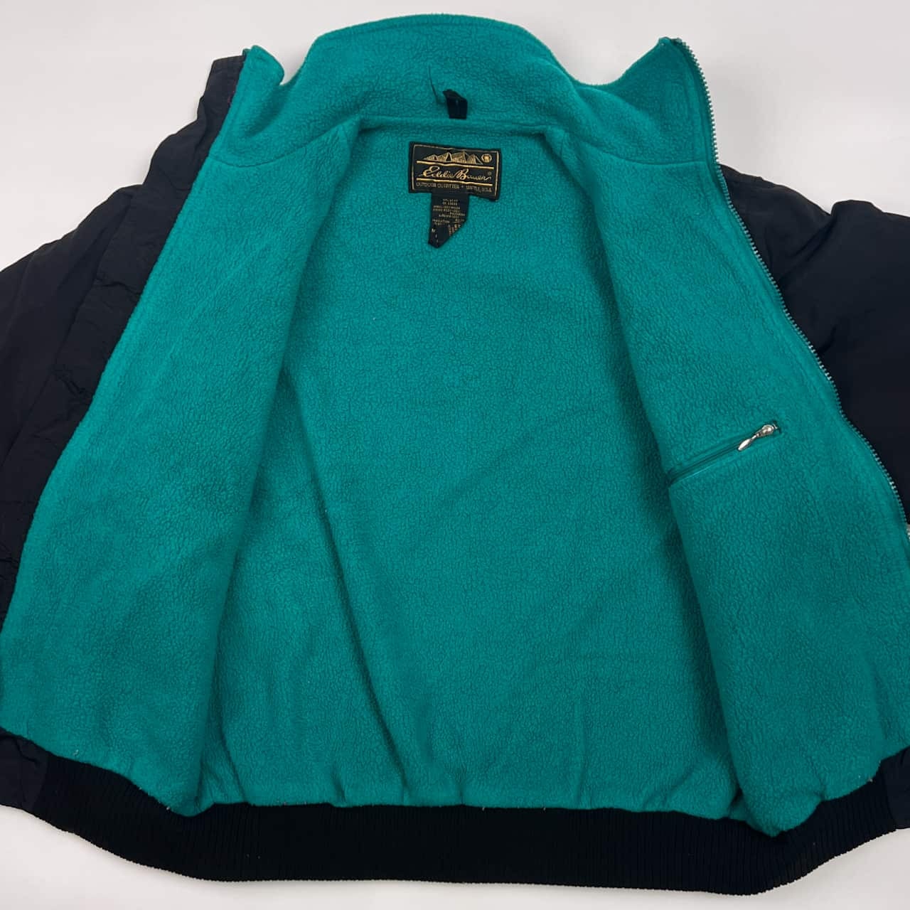 80s USA製 Eddie Bauer エディーバウアー 裏フリース ハイネック ナイロン ジャケット ジャンパー M/ブラック レディースビンテージ