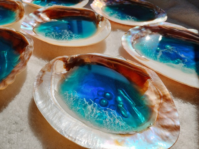 219.オーシャンレジンアート 貝トレー