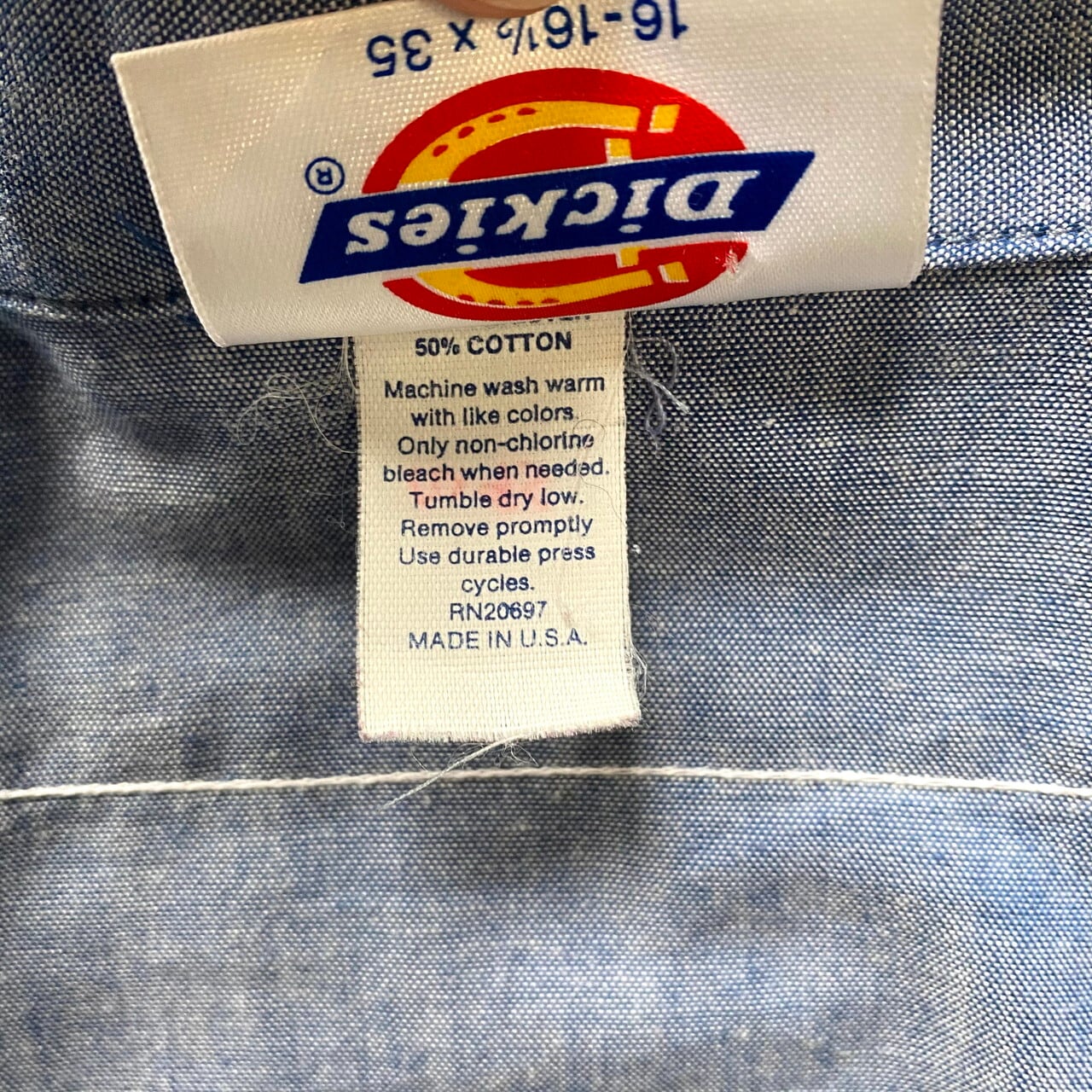 USA製 Dickies ディッキーズ 長袖 シャンブレーシャツ メンズL 古着