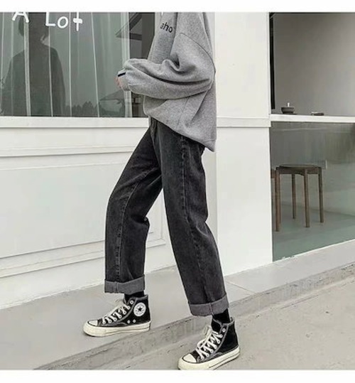 人気スラックスパンツ グレージーンズ レディース ストレート 薄手 2025 新作 ワイドパンツ