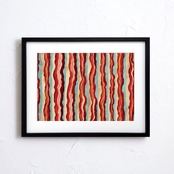 bacon stripes｜ベーコンを抽象ストライプで描くポップアートポスター｜食のユーモアと色彩を楽しむ個性的インテリア｜キッチンにも映える現代アートA2ポスター