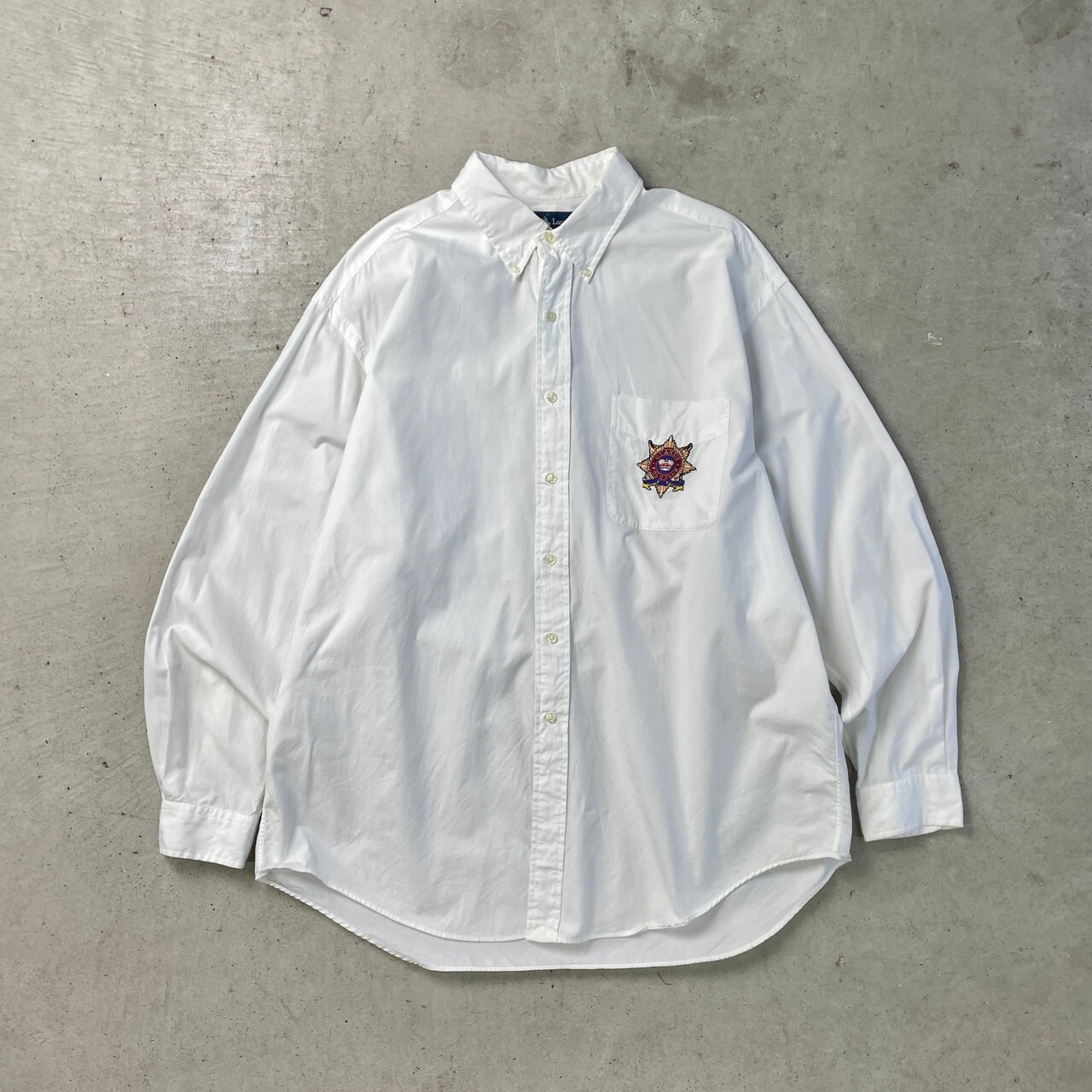 90年代 Ralph Lauren ラルフローレン 長袖シャツ GUARDS POLO CLUB BLAKE TWO-PLY COTTON ...